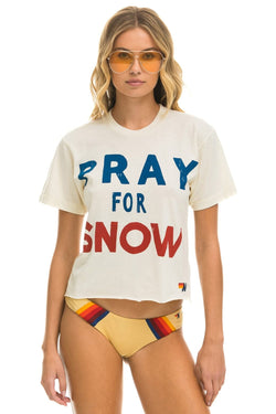PRAY FOR SNOW BOYFRIEND TEE - VINTAGE WHITE Boyfriend Tee Aviator Nation