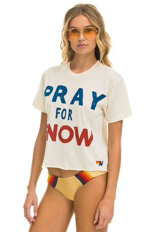 PRAY FOR SNOW BOYFRIEND TEE - VINTAGE WHITE Boyfriend Tee Aviator Nation
