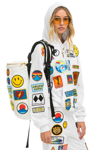 PRESALE: VINTAGE PATCH PUFFER BACKPACK - WHITE GLOSSY Backpack Aviator Nation