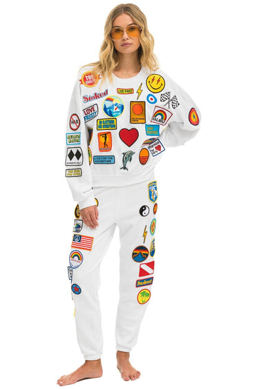 PRESALE: VINTAGE PATCH RELAXED CREW SWEATSHIRT - WHITE Sweatshirt Aviator Nation