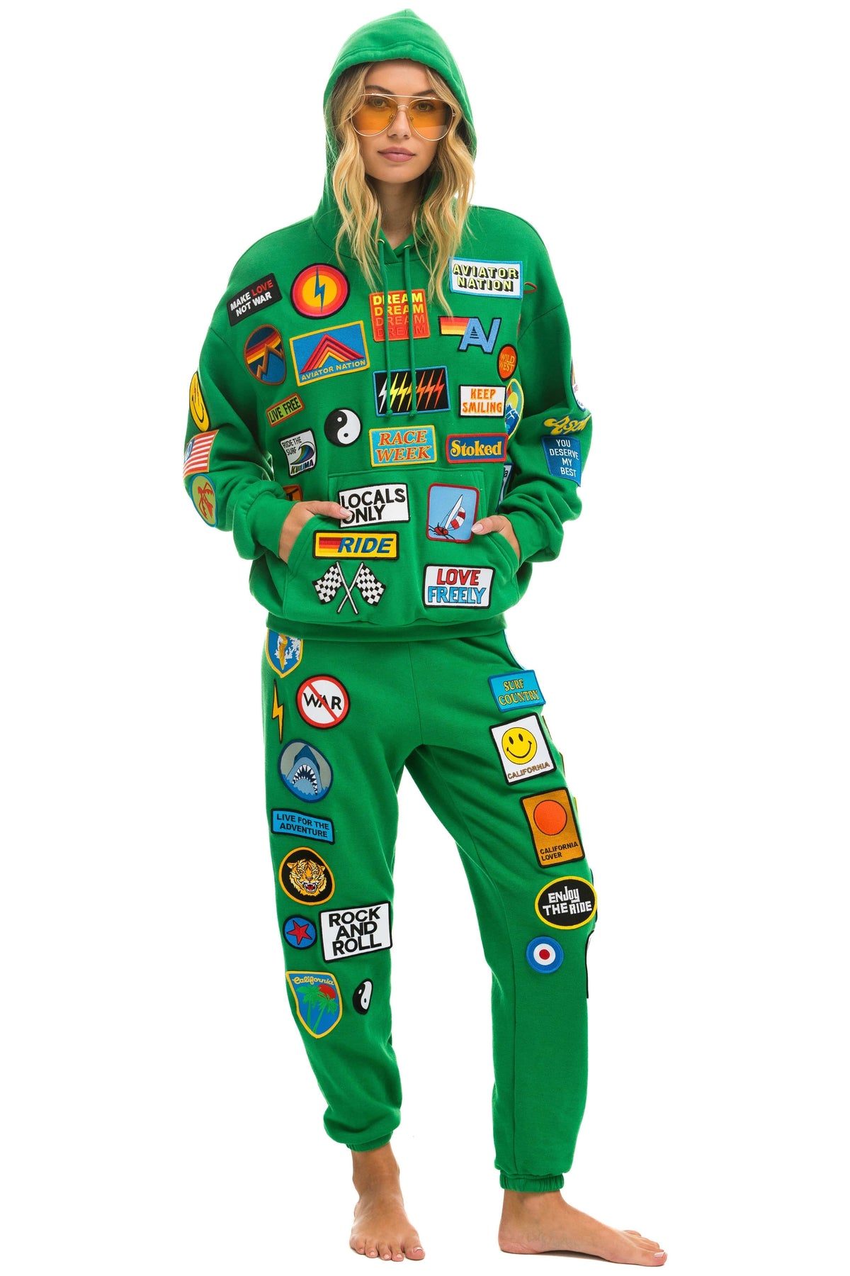 PRESALE: VINTAGE PATCH RELAXED PULLOVER HOODIE- KELLY GREEN Hoodie Aviator Nation