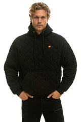 QUILTED RELAXED PULLOVER HOODIE - BLACK Hoodie Aviator Nation