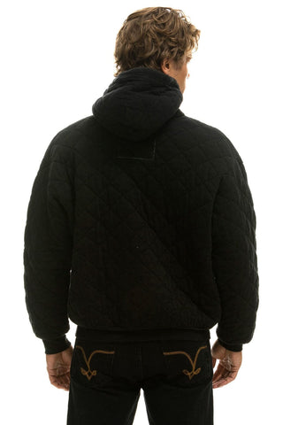 QUILTED RELAXED PULLOVER HOODIE - BLACK Hoodie Aviator Nation