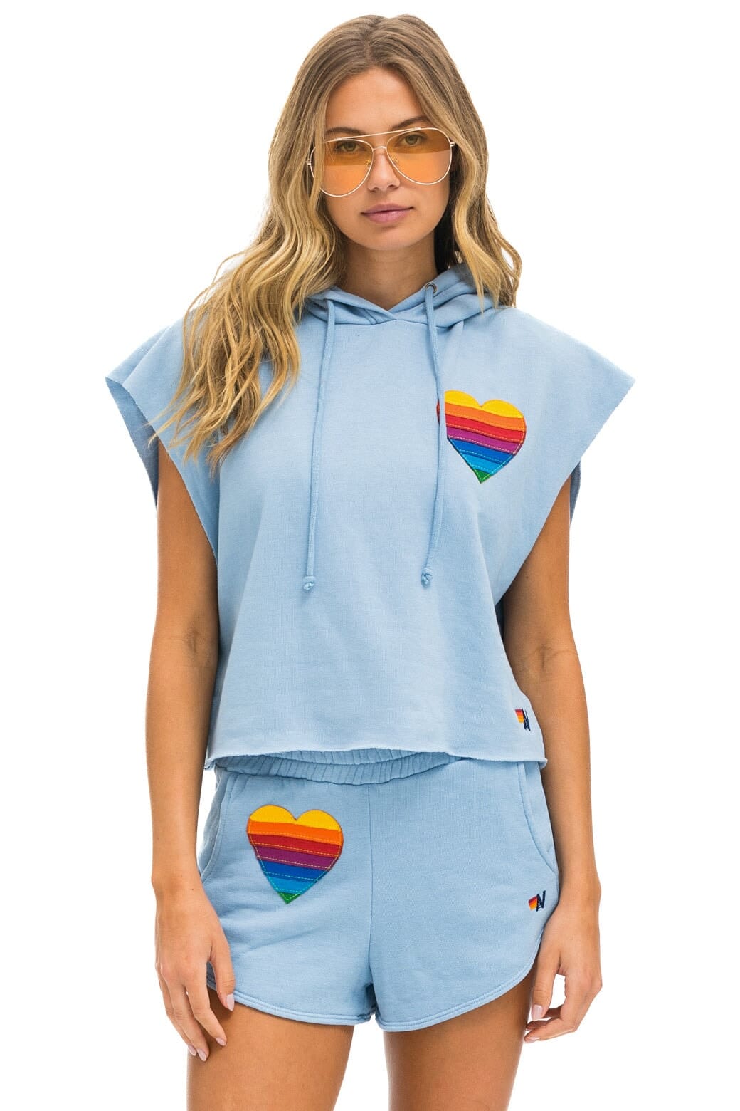RAINBOW HEART STITCH LOUNGER SHORT - ICE Women's Shorts Aviator Nation