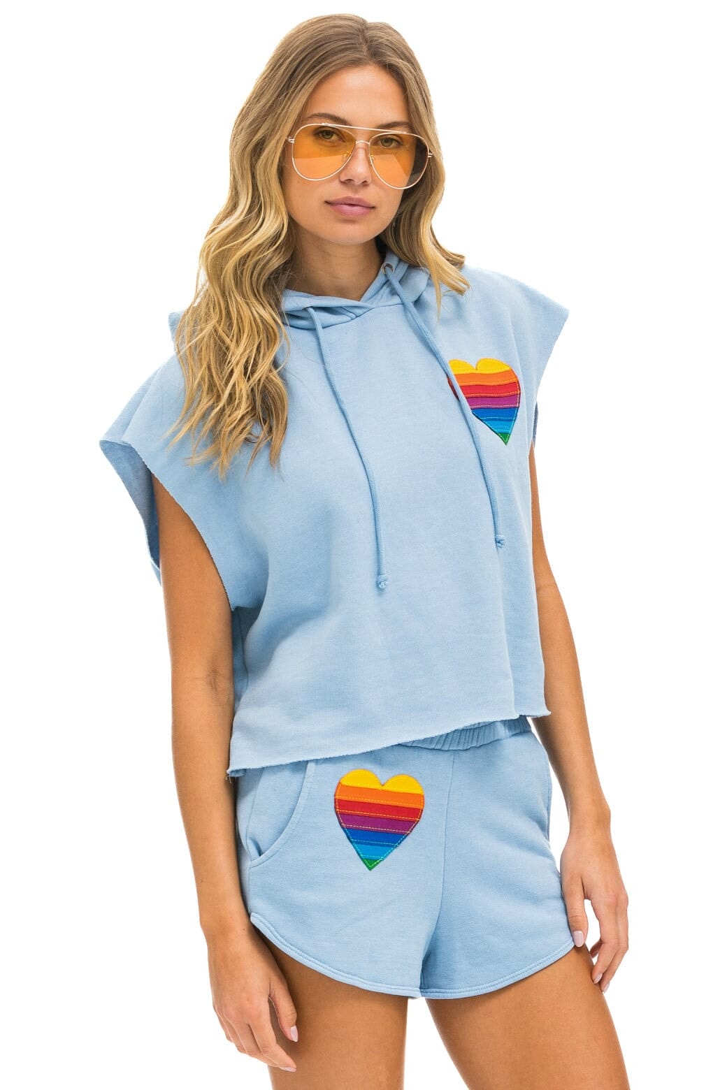 RAINBOW HEART STITCH LOUNGER SHORT - ICE Women's Shorts Aviator Nation