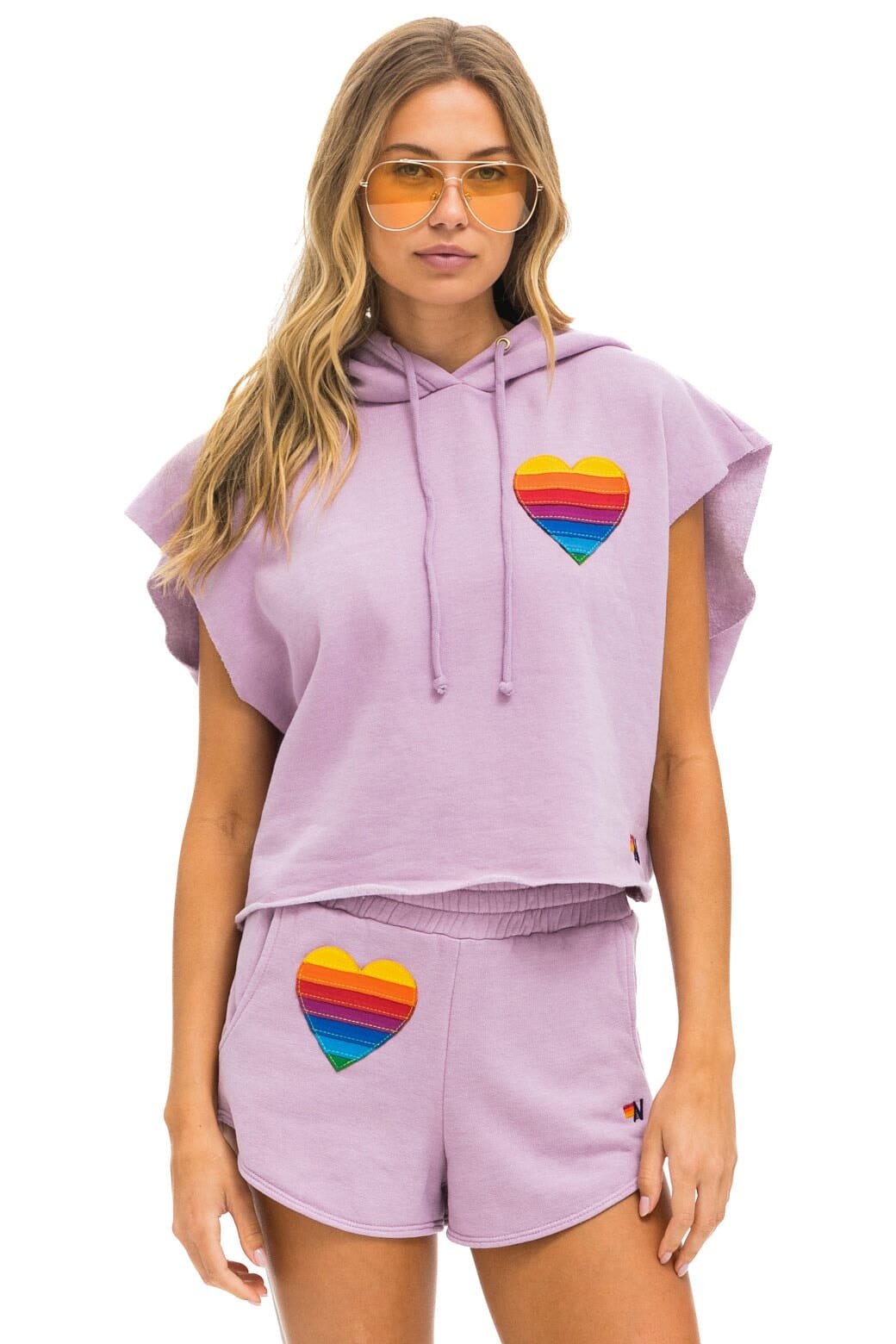 RAINBOW HEART STITCH LOUNGER SHORT - MAUVE Women's Shorts Aviator Nation