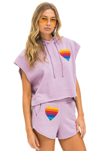 RAINBOW HEART STITCH LOUNGER SHORT - MAUVE Women's Shorts Aviator Nation