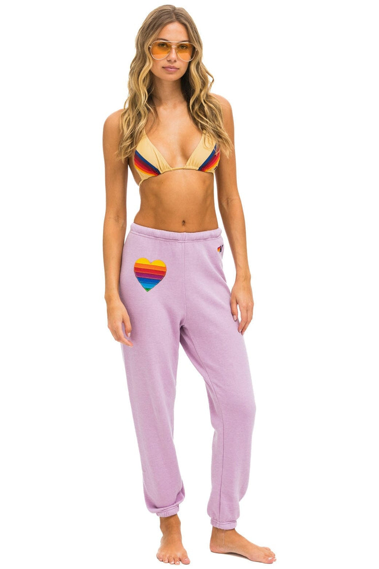 RAINBOW HEART STITCH SWEATPANTS - MAUVE Women's Sweatpants Aviator Nation