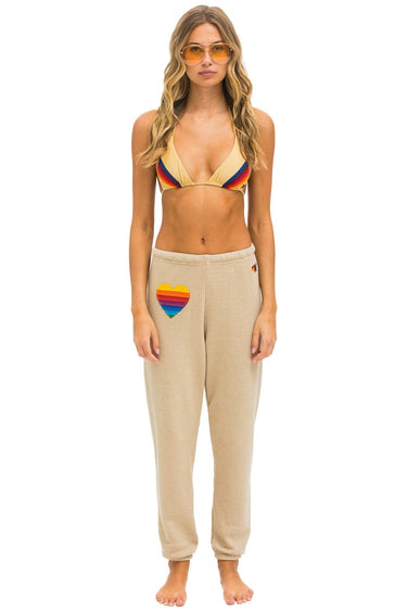 RAINBOW HEART STITCH SWEATPANTS - SAND Women's Sweatpants Aviator Nation