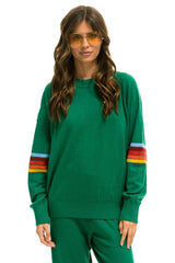 RAINBOW STRIPE SLEEVE UNISEX CASHMERE LIGHT SWEATER - AMAZON Sweatshirt Aviator Nation