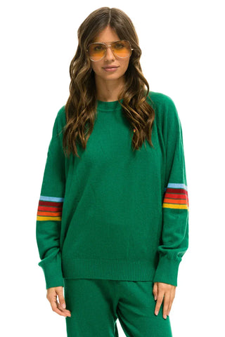 RAINBOW STRIPE SLEEVE UNISEX CASHMERE LIGHT SWEATER - AMAZON Sweatshirt Aviator Nation