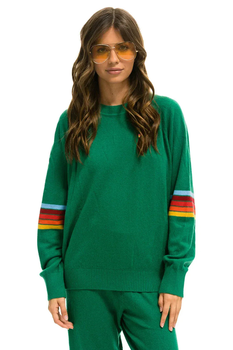 RAINBOW STRIPE SLEEVE UNISEX CASHMERE LIGHT SWEATER - AMAZON Sweatshirt Aviator Nation