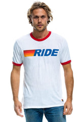 RIDE LOGO RINGER TEE - WHITE // RED sale
