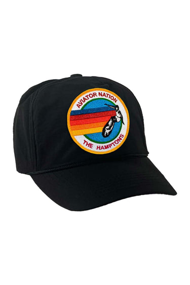 SIGNATURE HAMPTONS VINTAGE NYLON TRUCKER HAT HATS Aviator Nation BLACK