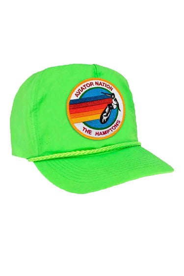 SIGNATURE HAMPTONS VINTAGE NYLON TRUCKER HAT HATS Aviator Nation NEON GREEN