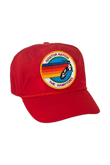 SIGNATURE HAMPTONS VINTAGE NYLON TRUCKER HAT HATS Aviator Nation RED