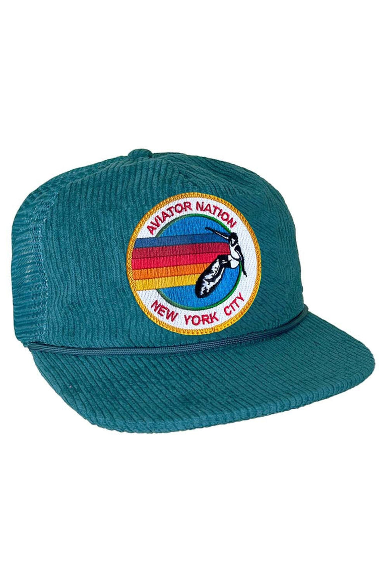 SIGNATURE NEW YORK CITY - VINTAGE CORDUROY MESH TRUCKER HATS Aviator Nation SEA BLUE