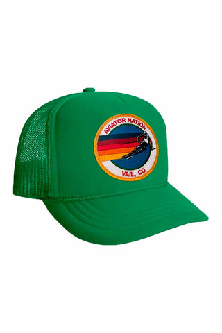 SIGNATURE VAIL - KIDS VINTAGE FOAM TRUCKER Kid's Hat Aviator Nation OS KELLY GREEN