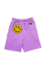 SMILEY KIDS SWEATSHORTS - NEON PURPLE Kid's Shorts Aviator Nation