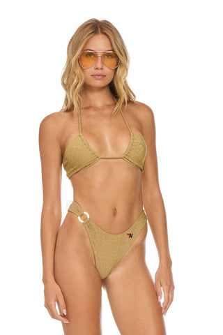 SPARKLE GYPSY RING HI-CUT FULL COVERAGE BIKINI BOTTOMS - SAND Swim Aviator Nation