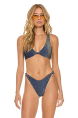 SPARKLE RIVIERA KNOT CHEEKY BIKINI BOTTOMS - NAVY Swim Aviator Nation
