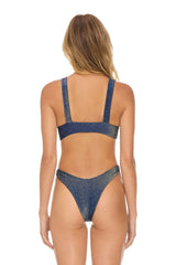 SPARKLE RIVIERA KNOT CHEEKY BIKINI BOTTOMS - NAVY Swim Aviator Nation