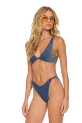 SPARKLE RIVIERA KNOT CHEEKY BIKINI BOTTOMS - NAVY Swim Aviator Nation