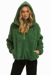 TEDDY UNISEX HOODED HALF ZIP JACKET - GARDEN GREEN Women's Outerwear Aviator Nation
