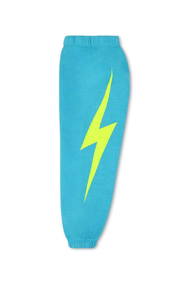 KIDS BOLT PRINT SWEATPANTS - NEON BLUE // NEON YELLOW