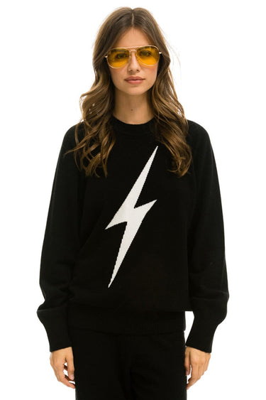 UNISEX BOLT CASHMERE LIGHT SWEATER - BLACK // WHITE BOLT Sweatshirt Aviator Nation
