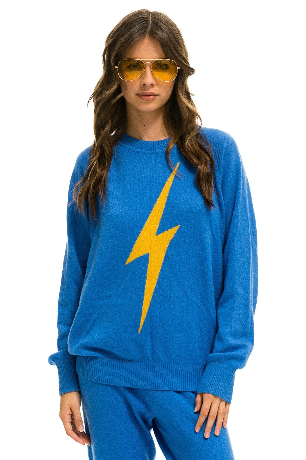 UNISEX BOLT CASHMERE LIGHT SWEATER - VINTAGE BLUE // BLUE BOLT Sweatshirt Aviator Nation
