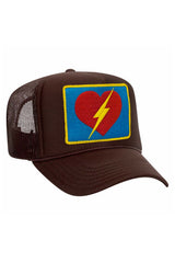 VINTAGE BOLT HEART TRUCKER HAT HATS Aviator Nation BROWN