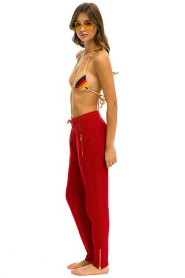 VINTAGE CABIN CASHMERE SWEATER PANT - CHERRY Women's Sweatpants Aviator Nation