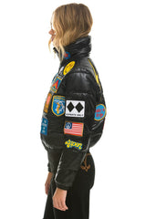 VINTAGE DENIM APRES PUFFER JACKET - BLACK GLOSSY Women's Outerwear Aviator Nation
