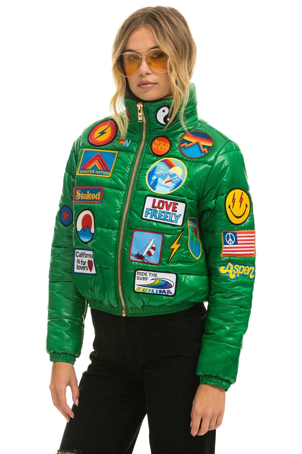 VINTAGE PATCH APRES PUFFER JACKET - AMAZON GLOSSY Women's Outerwear Aviator Nation