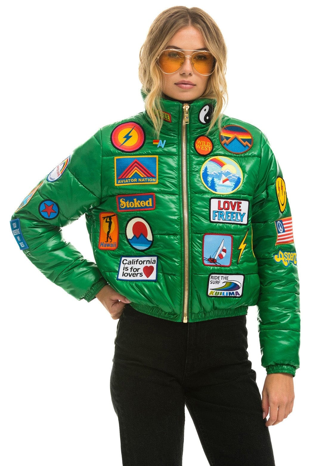 VINTAGE PATCH APRES PUFFER JACKET - AMAZON GLOSSY Women's Outerwear Aviator Nation