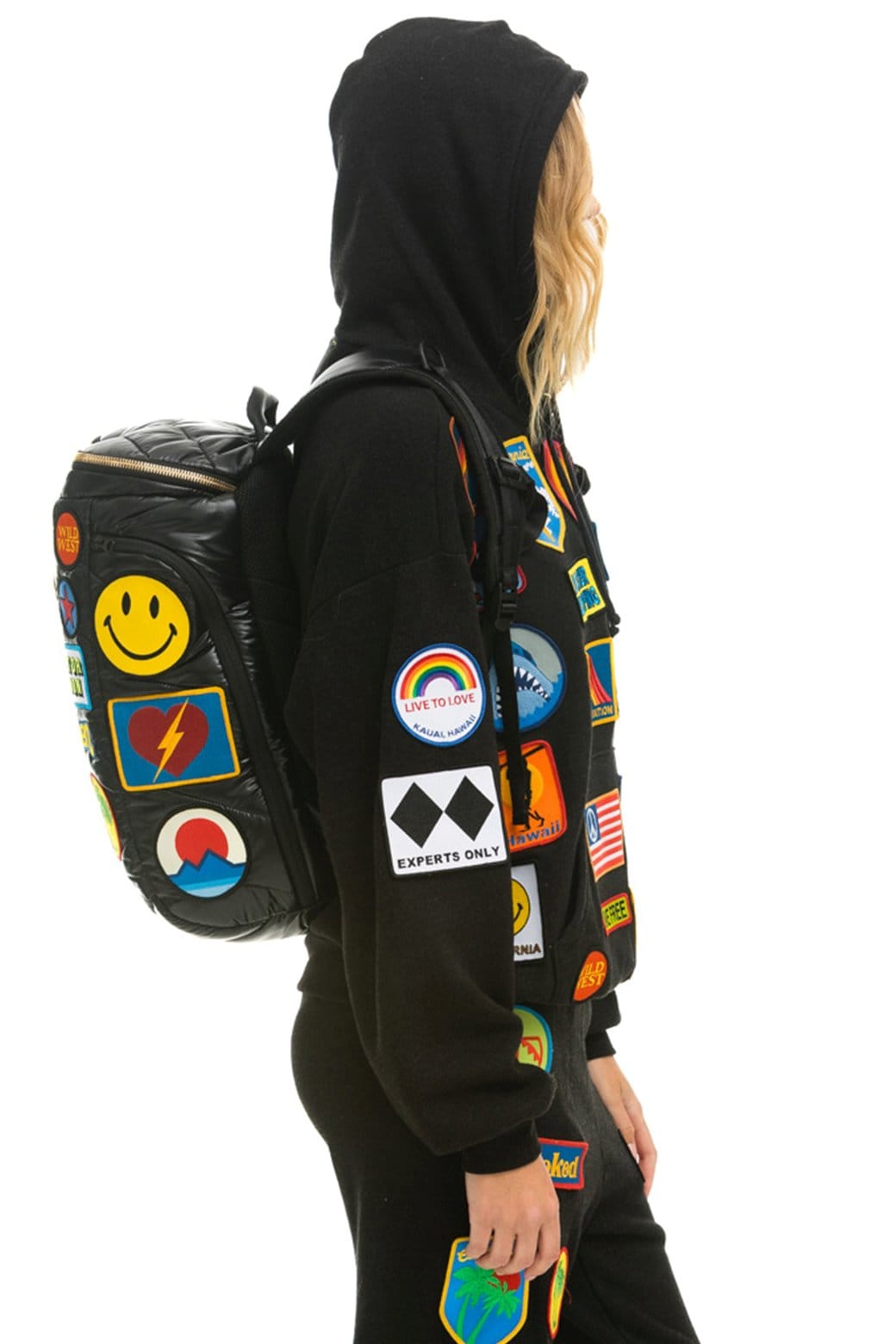VINTAGE PATCH PUFFER BACKPACK - BLACK Backpack Aviator Nation