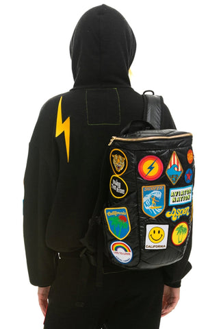 VINTAGE PATCH PUFFER BACKPACK - BLACK Backpack Aviator Nation