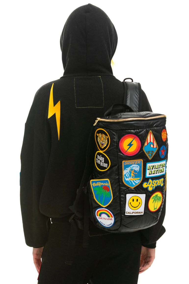 VINTAGE PATCH PUFFER BACKPACK - BLACK Backpack Aviator Nation