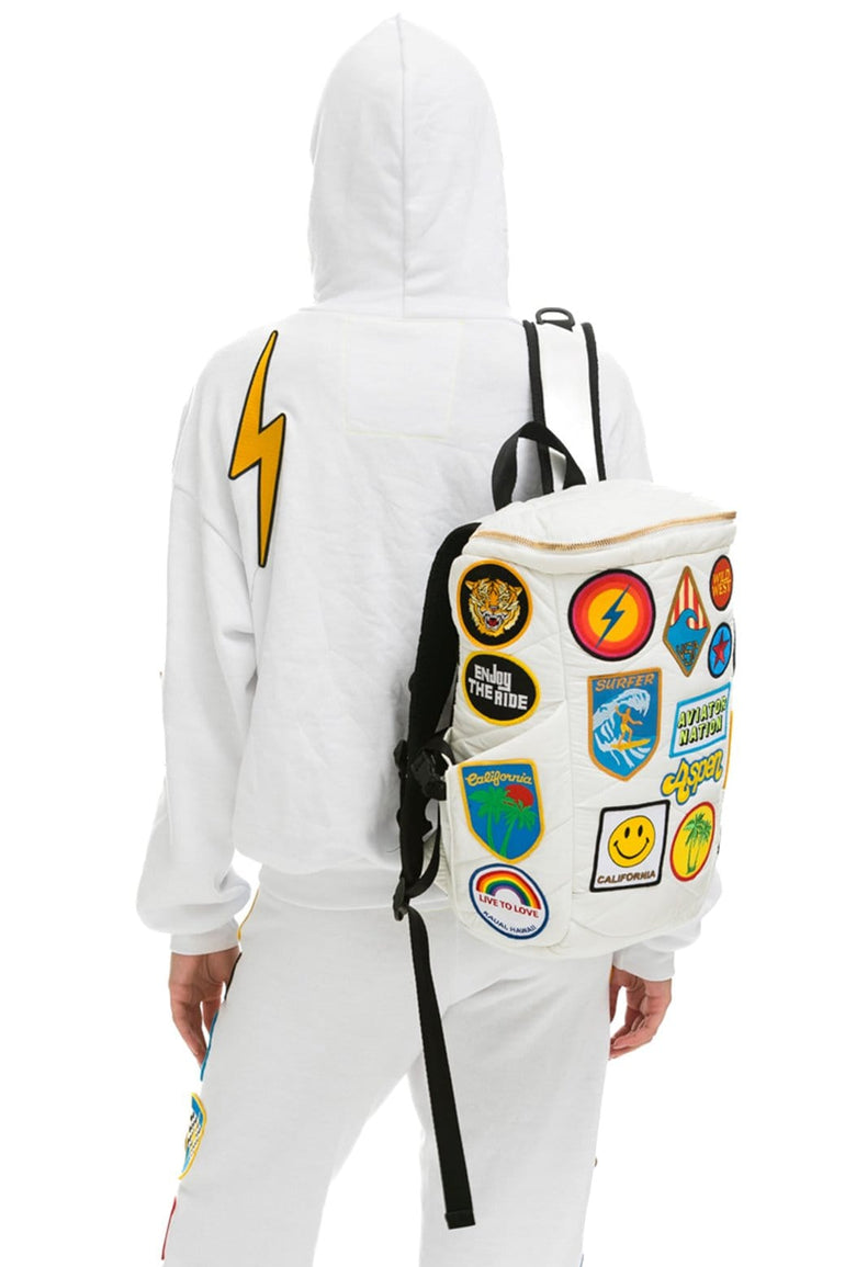 VINTAGE PATCH PUFFER BACKPACK - WHITE Backpack Aviator Nation