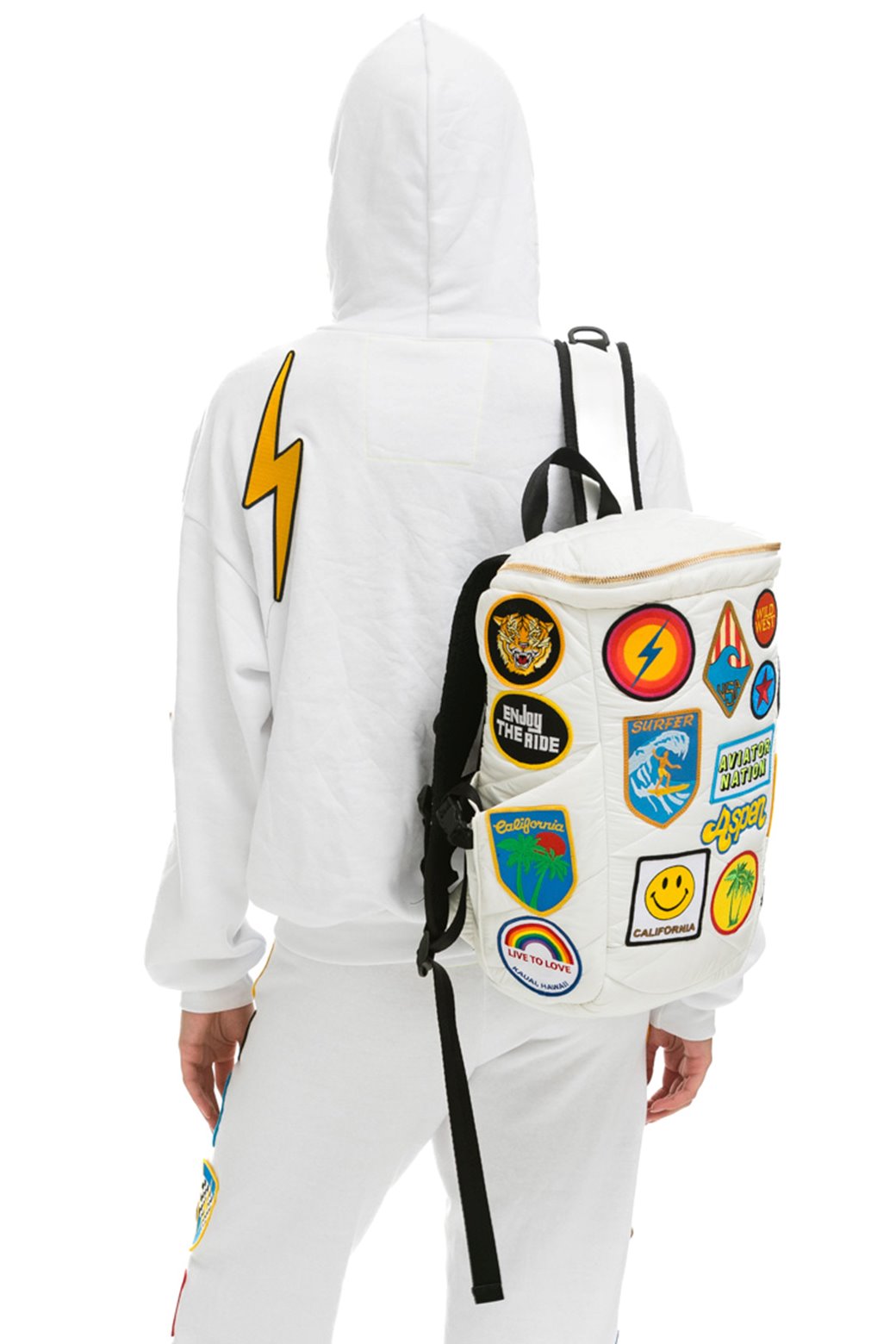 PRESALE: VINTAGE PATCH PUFFER BACKPACK - WHITE GLOSSY Backpack Aviator Nation 