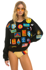 VINTAGE PATCH RELAXED CREW SWEATSHIRT - BLACK Sweatshirt Aviator Nation