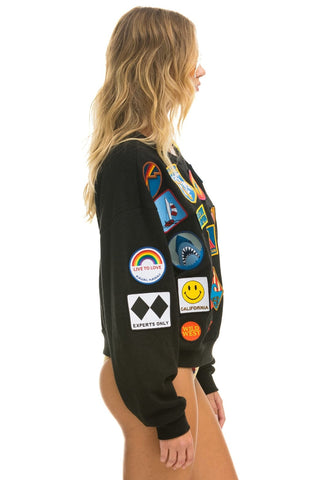 VINTAGE PATCH RELAXED CREW SWEATSHIRT - BLACK Sweatshirt Aviator Nation