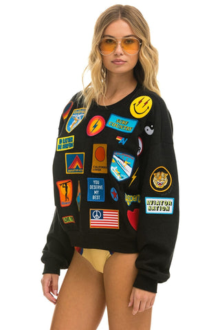 VINTAGE PATCH RELAXED CREW SWEATSHIRT - BLACK Sweatshirt Aviator Nation
