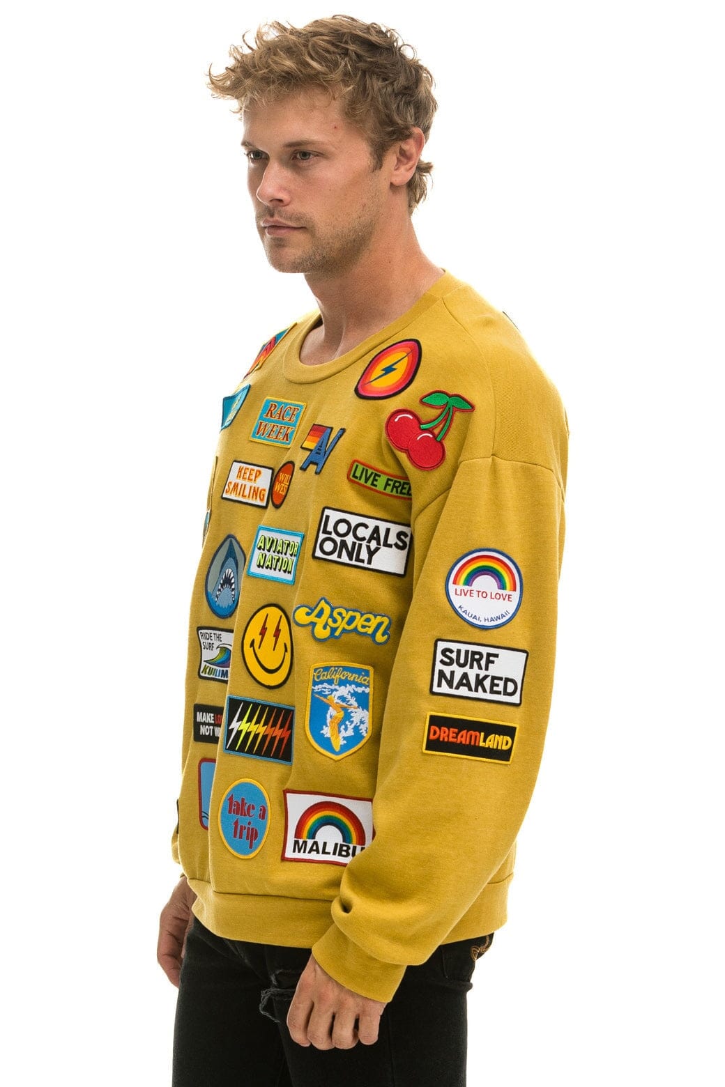 VINTAGE PATCH RELAXED CREW SWEATSHIRT - KHAKI Sweatshirt Aviator Nation