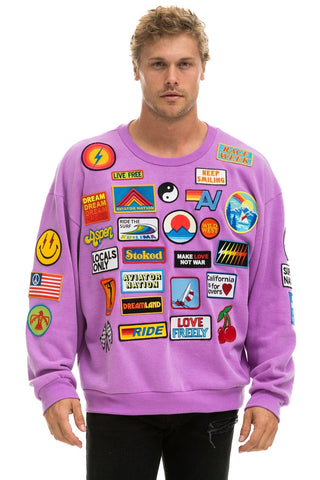 VINTAGE PATCH RELAXED CREW SWEATSHIRT - NEON PURPLE Sweatshirt Aviator Nation