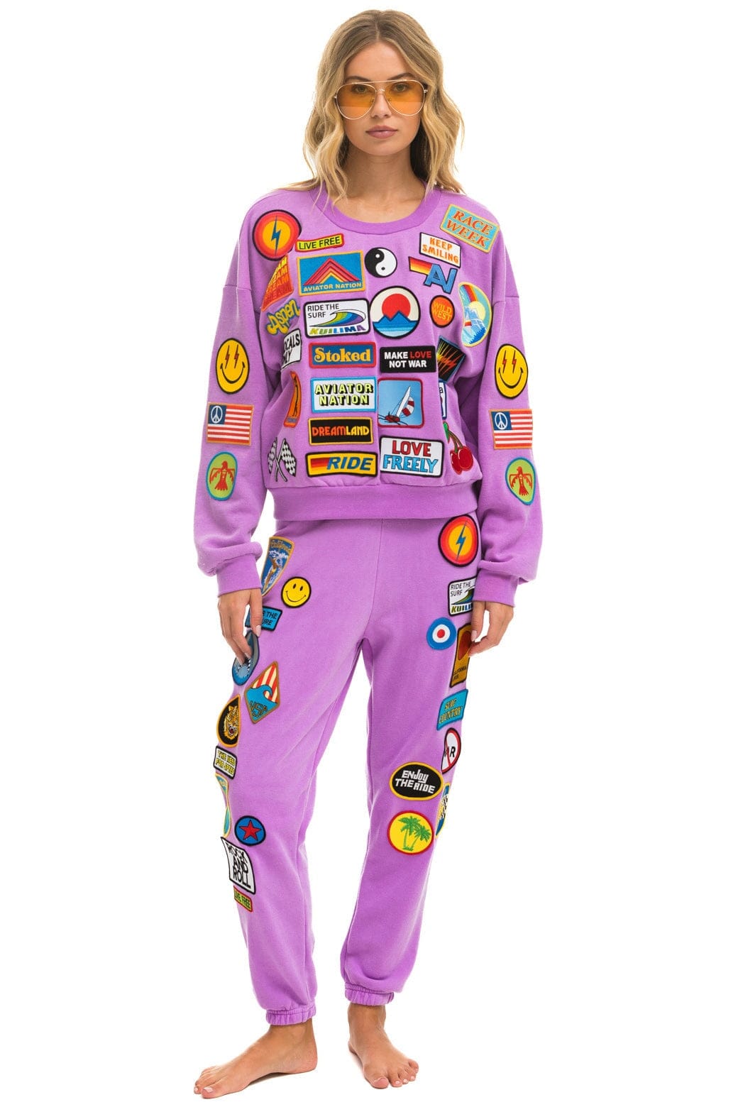 VINTAGE PATCH RELAXED CREW SWEATSHIRT - NEON PURPLE Sweatshirt Aviator Nation