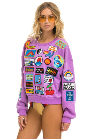 VINTAGE PATCH RELAXED CREW SWEATSHIRT - NEON PURPLE Sweatshirt Aviator Nation