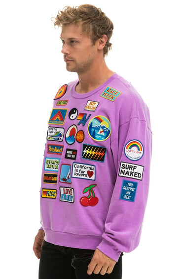 VINTAGE PATCH RELAXED CREW SWEATSHIRT - NEON PURPLE Sweatshirt Aviator Nation