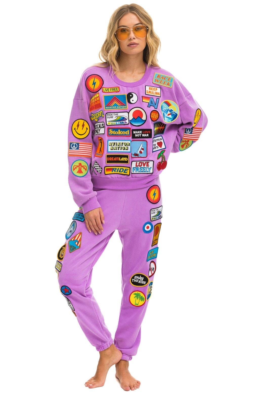 VINTAGE PATCH RELAXED CREW SWEATSHIRT - NEON PURPLE Sweatshirt Aviator Nation
